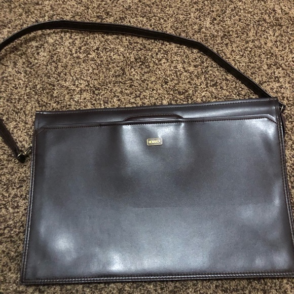 Monarch Luggage Briefcase Attaché Shoulder Bag Slim Portfolio Brown - Picture 5 of 6